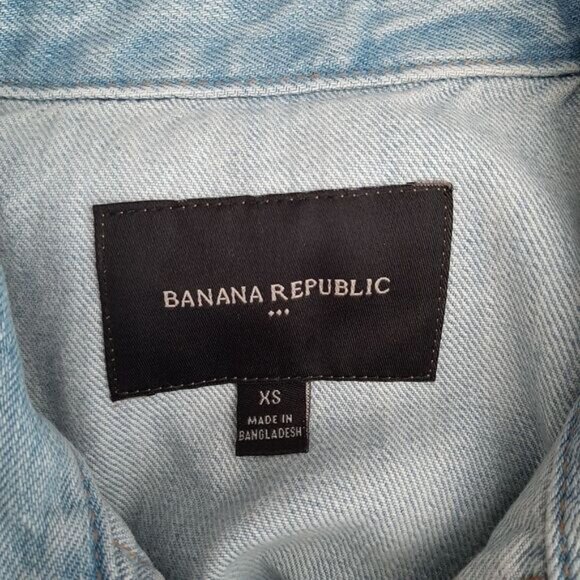 BANANA REPUBLIC Oversized Boxy Classic Button Down Jean Jacket Blue Sz XS - Picture 12 of 15